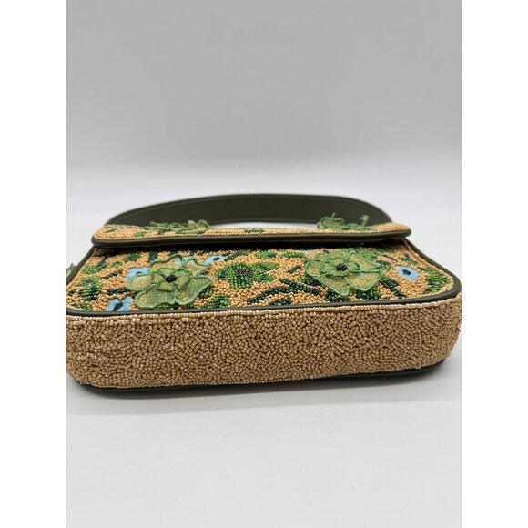 STAUD Tommy beaded floral shoulder bag + Dust bag Green Moss Tapestry - Picture 11 of 16